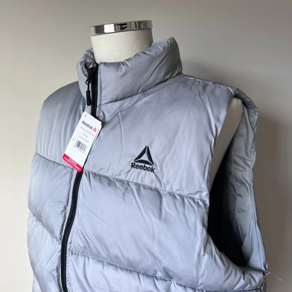 Reebok Puffer Vest Lightweight Full Zip Outerwear Grey Men's Plus XL OMRD143 NEW